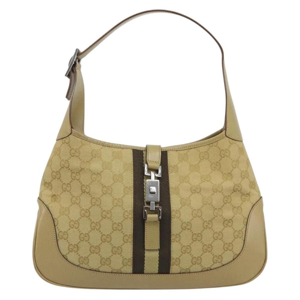 Gucci GG Canvas Jackie Web Shoulder Bag Beige